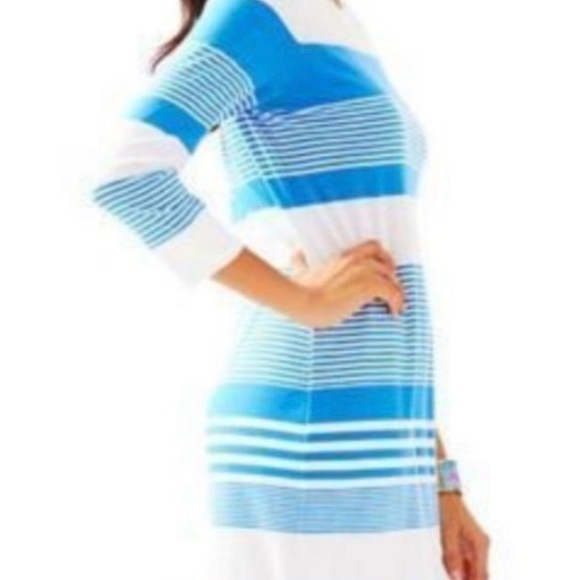 NWT Lilly Pulitzer Bay Blue Coconut Stripe Marlowe dress tshirt XL - Picture 4 of 5